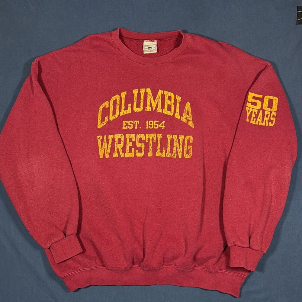 Vintage Columbia Wrestling Sweatshirt Crewneck 50 Years Maroon Gold Size XL